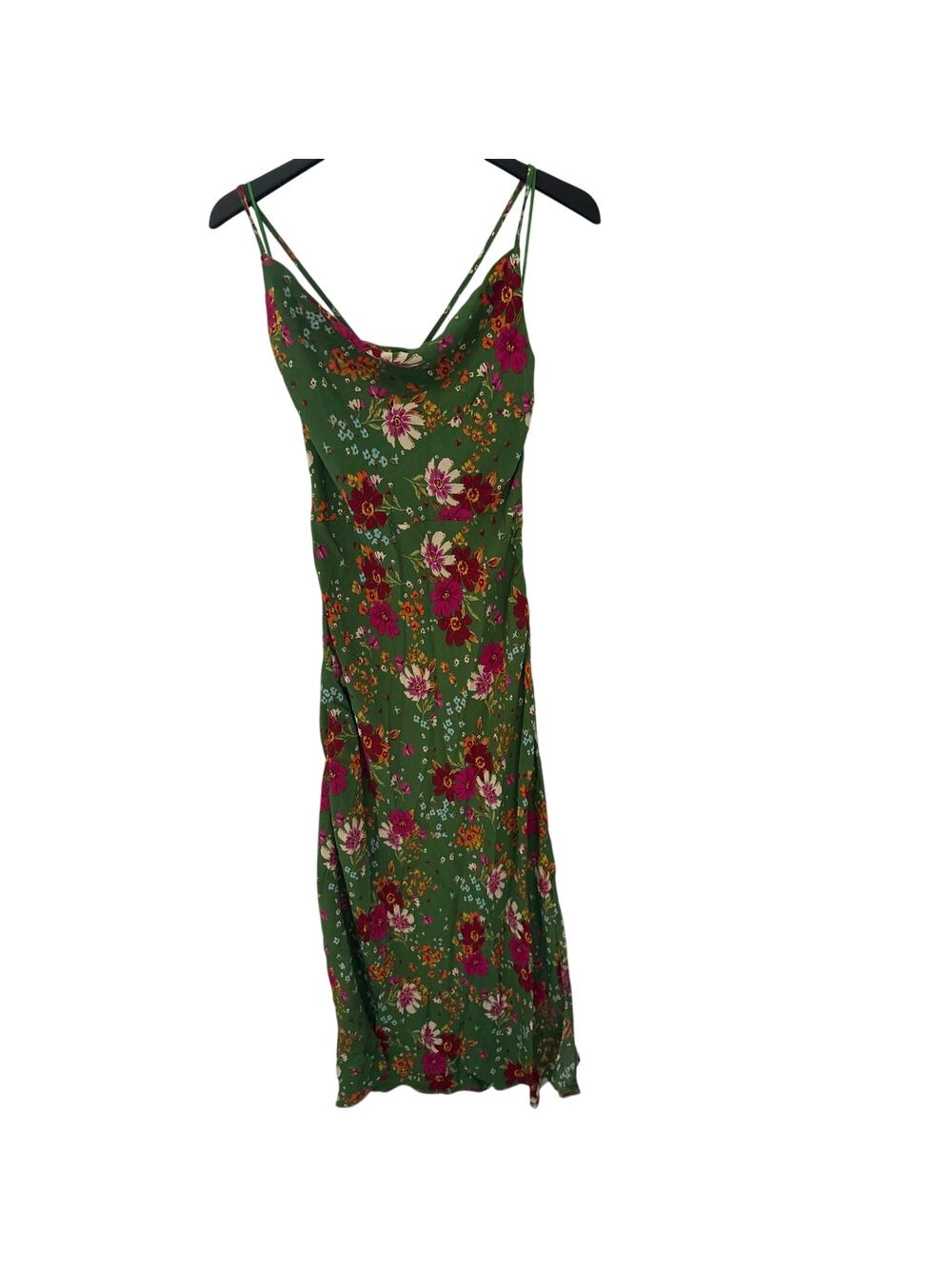 Dress Forum Los Angeles Green Multi Floral Maxi Dress Tie Lace Up Back